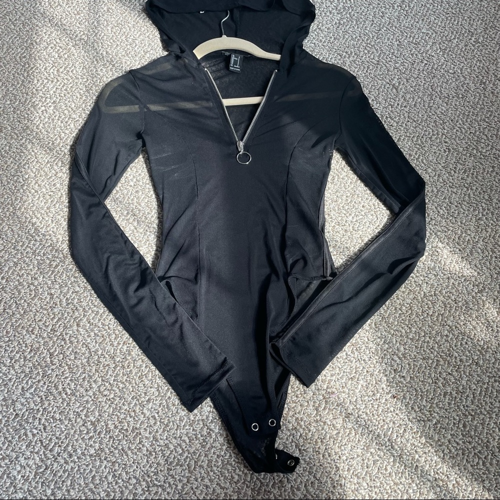 Black Hooded Bodysuit